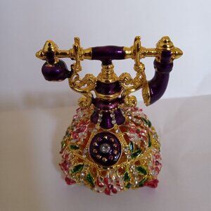 Sevenbees Ornate Vintage Enamel Telephone Trinket Box